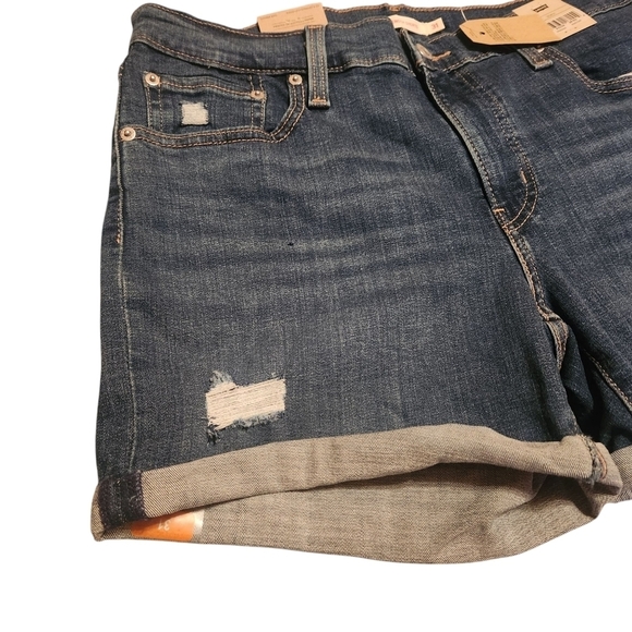 Levi's Mid Length Shorts Blue Jean Shorts Denim Cutoff Distressed Hypersoft - Picture 5 of 15